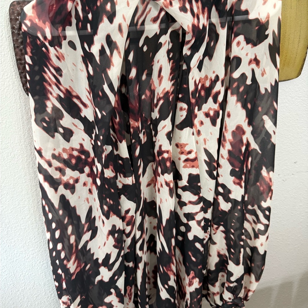 Eloquii Abstract Print Blouse- black and wine